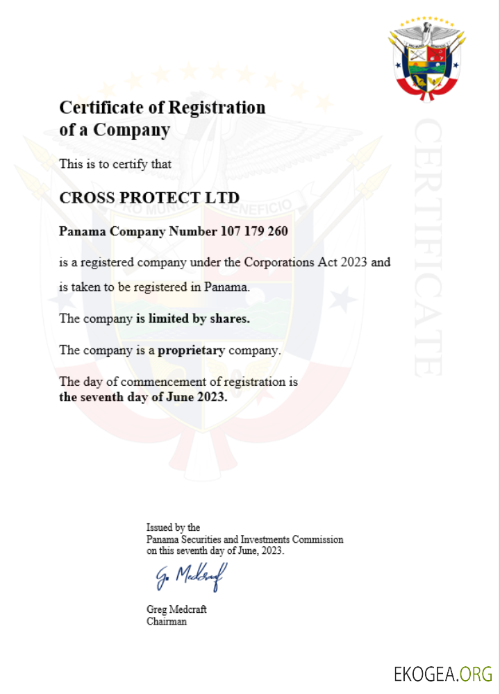 Modèle Word et PDF de certificat d'enregistrement d'entreprise au Panama